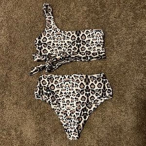 Leopard print high waisted bikini